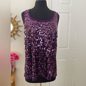 NWOT Eyeshadow Rich Purple Sequined Blouse